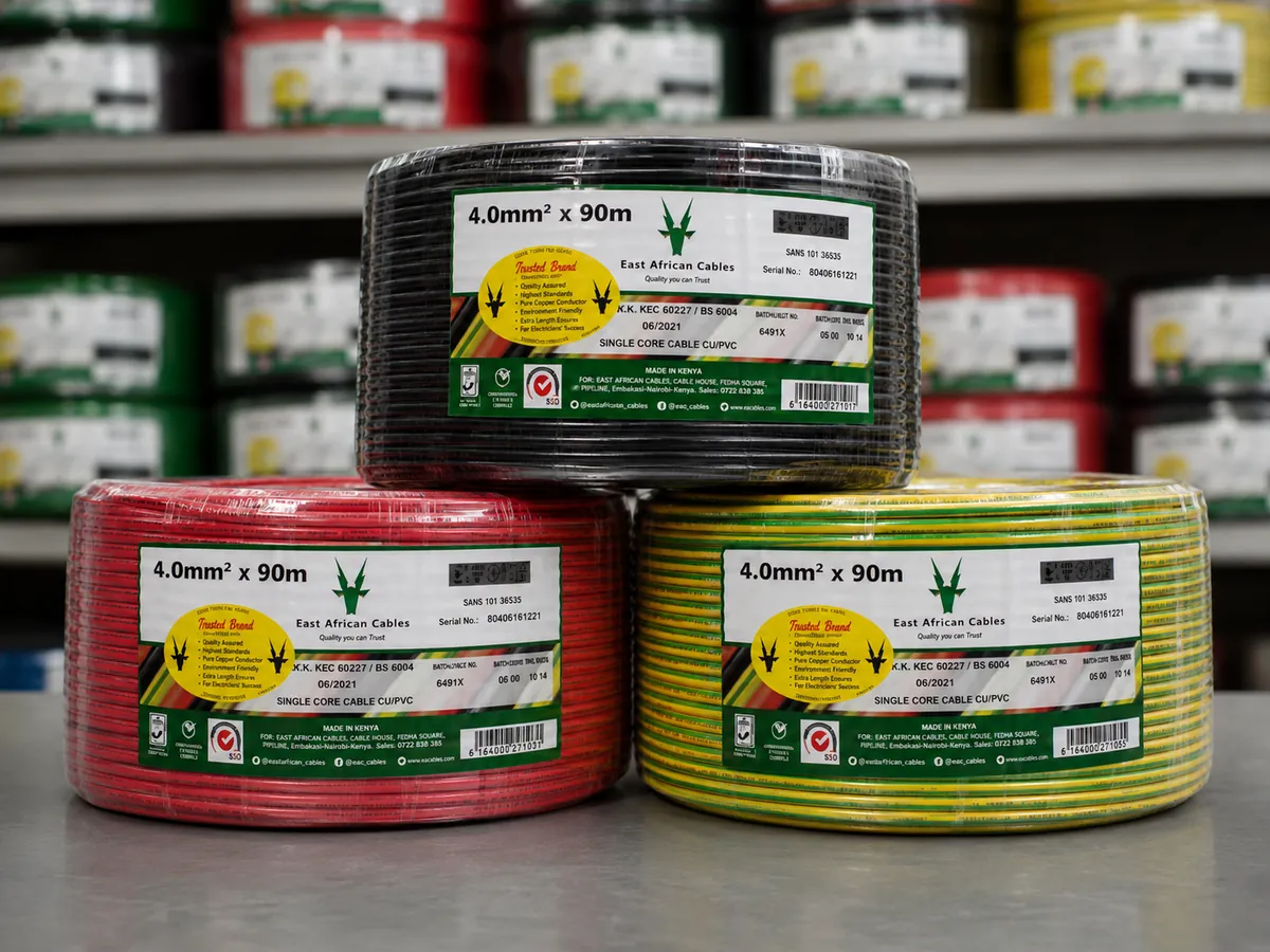 East African Cables PVC Single-Core 4.0mm² · 90m Coil